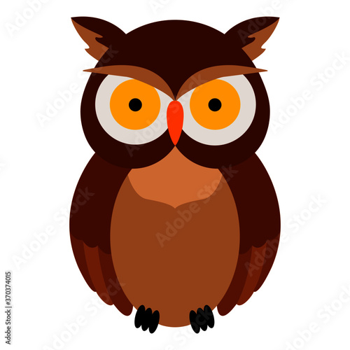 vector illustration, owl in cartoon style, children's drawing, isolate on a white background