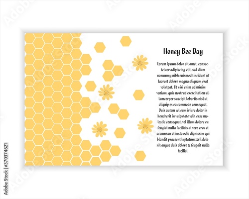 Banner for children birthday congratulation on honeycomb background