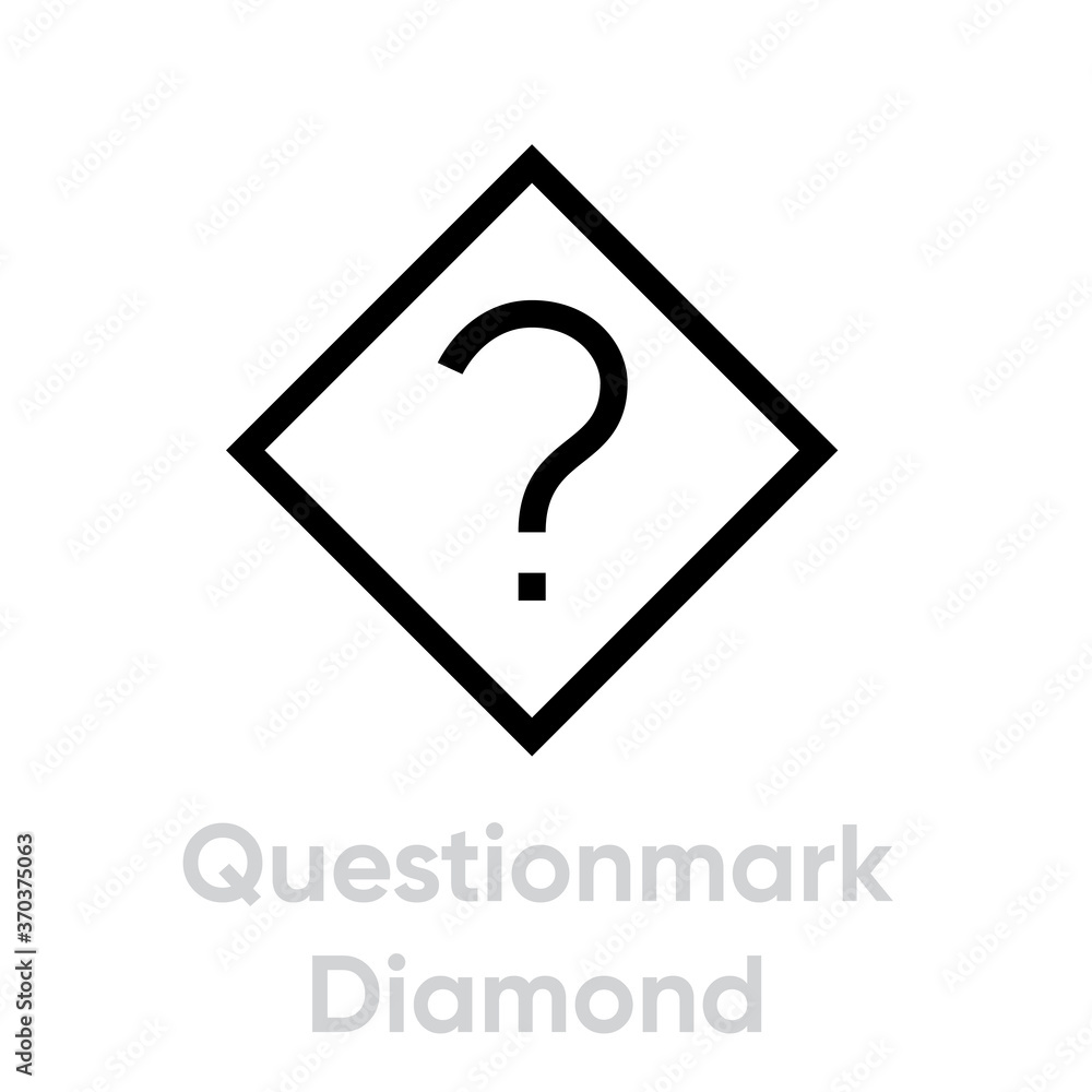 Question mark diamond badge in flat style. Editable vector stroke. Single pictogram. Ask symbol. Question mark diamond badge in flat style. Editable vector stroke. Single pictogram. Ask symbol.