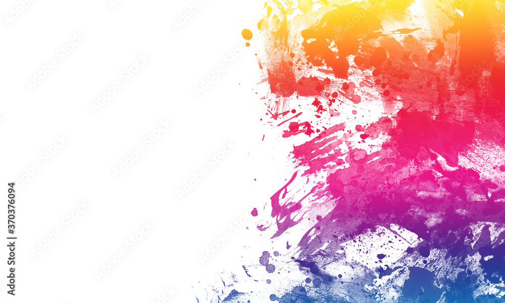 Abstract rainbow watercolour background with splashes	