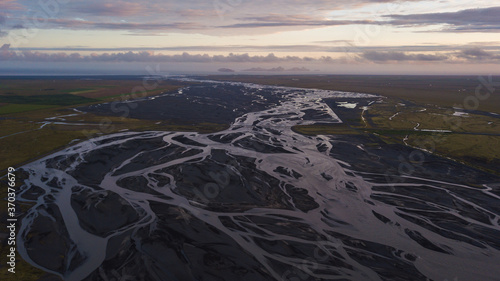 drone view of a icelandic river