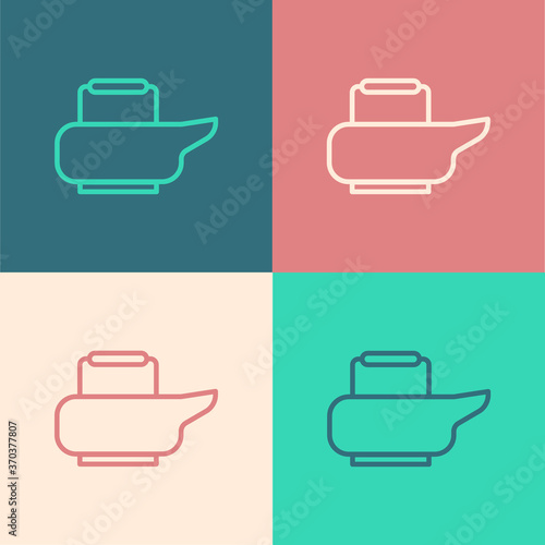 Pop art line Bedpan icon isolated on color background. Toilet for bedridden patients. Vector Illustration.