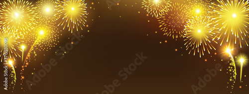 Abstract golden firework on black background for celebration