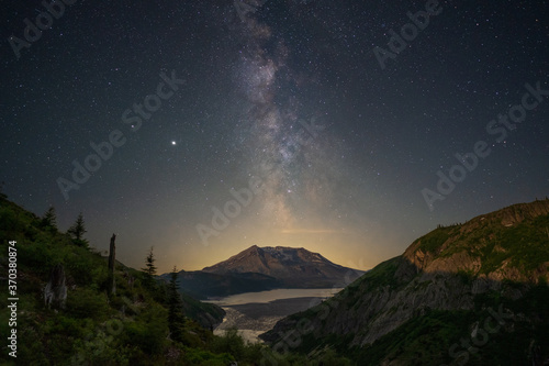 Milky Way Rising To The East Of Norway Pass, Over Spirit Lake, Mount Saint Helens National Monument