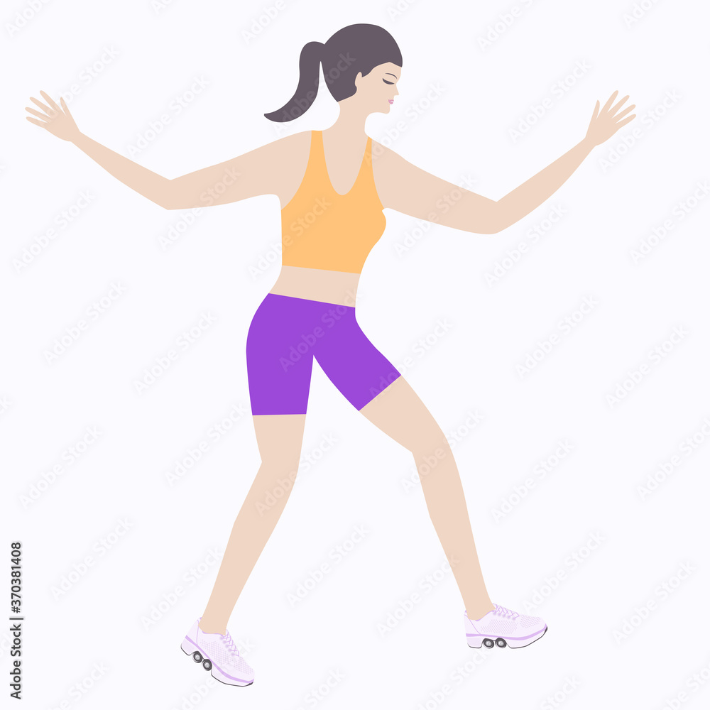 Girl rollerblading - isolated on white background - vector. Girl rollerblading - isolated on white background - vector.