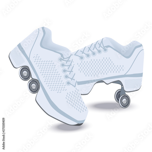 Roller skates - a pair of white with decorative trim - isolated on white background - vector.