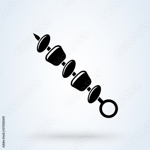 BBQ with Skewer outline icon. linear style sign for mobile concept and web design. Shish kebab and barbecue simple line vector icon. Symbol, logo illustration. Simple modern icon design illustration.