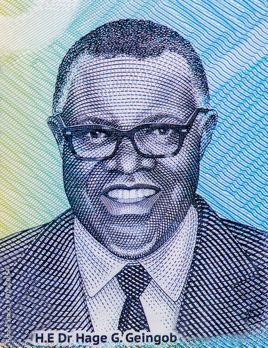 President, H.E Dr Hage G.Geingob, Portrait from Namibia 30 Dollars 2020 Banknotes. photo