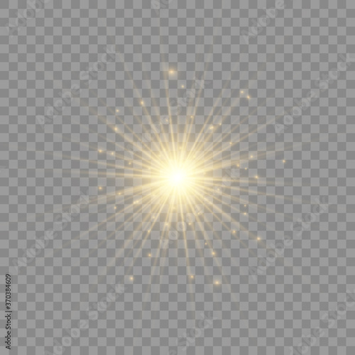 Light flare special effect with rays of light and magic sparkles