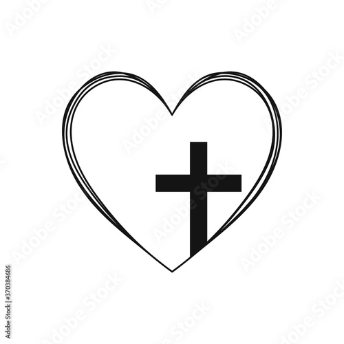 Cross heart icon. christian vector, Faith Jesus design.