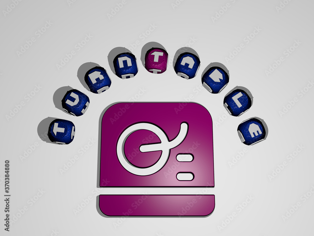 3D illustration of TURNTABLE graphics and text around the icon made by ...