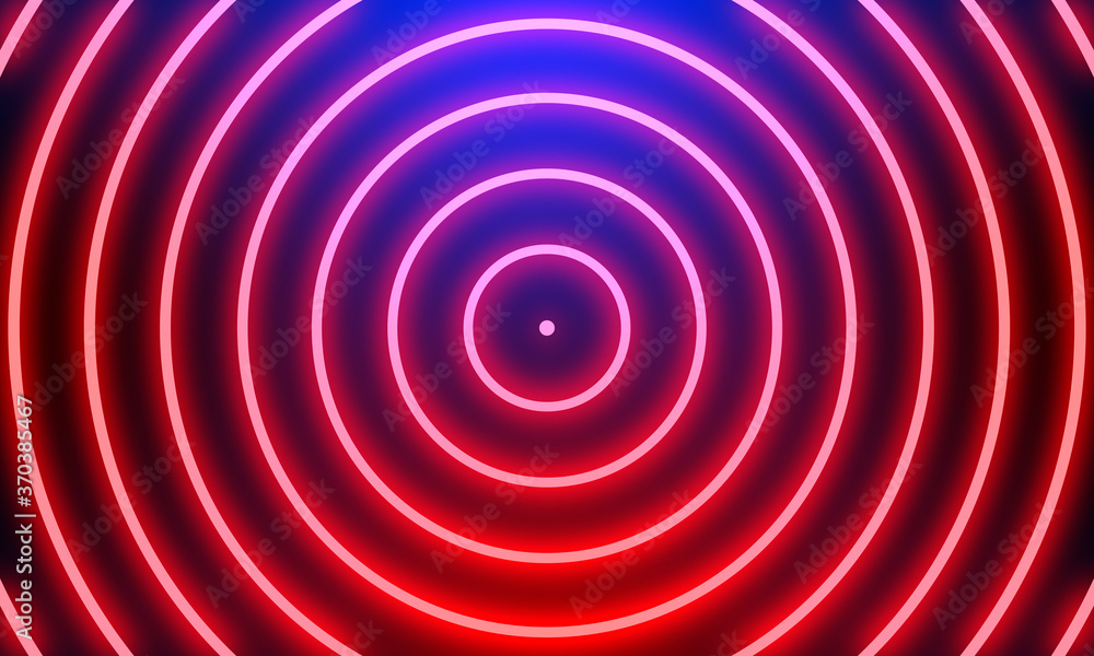 Abstract red neon light circles background. Abstract red neon light circles background.