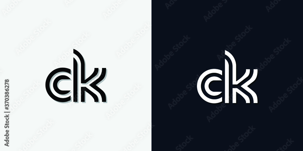 Modern Abstract Initial letter CK logo. This icon incorporate with two abstract typeface in the creative way.It will be suitable for which company or brand name start those initial.