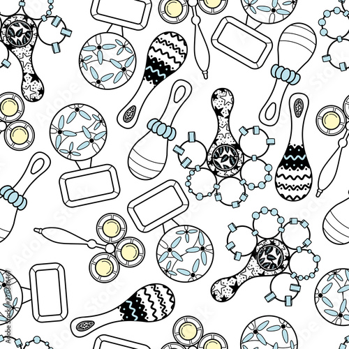Pattern. Children's rattles, contour drawing
