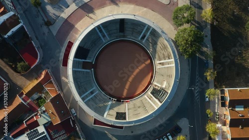 Aerial top down view over Portuguese Empty Bullring - Almeirim photo