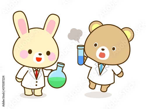 実験をする動物のイラスト