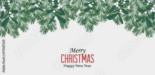 Christmas decorative branches with mistletoe.