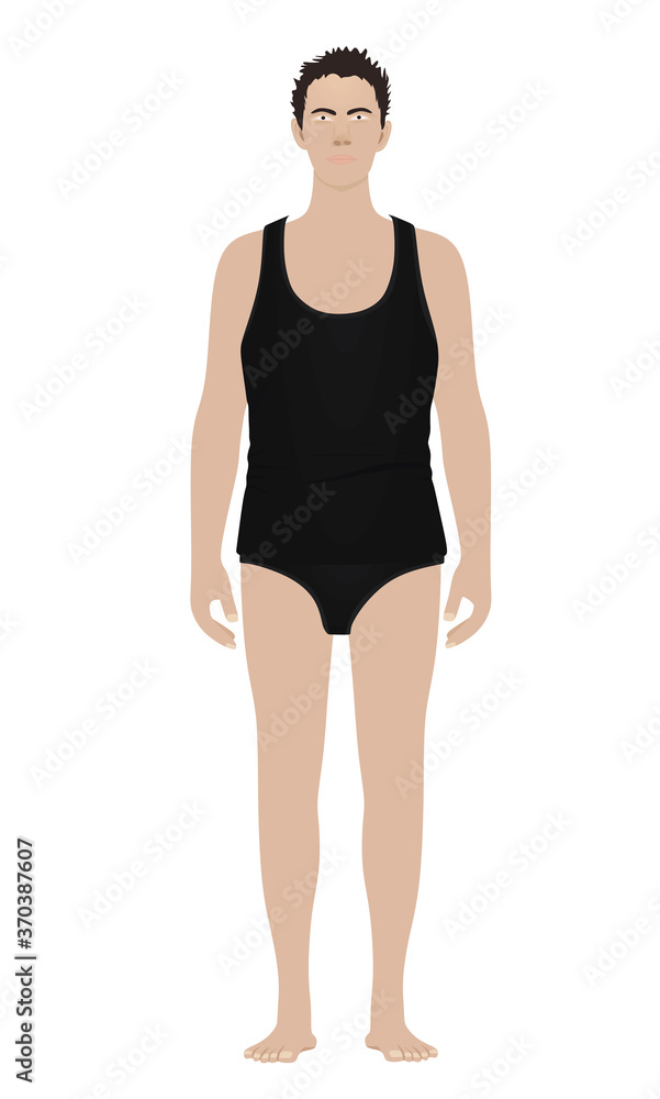 Caucasian man standing in underwear. vector Caucasian man standing in underwear. vector
