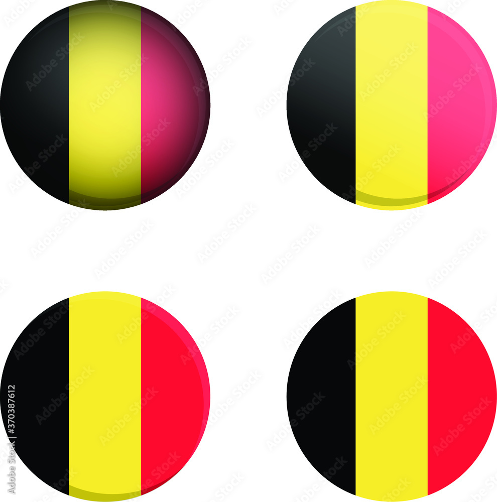 Fototapeta premium Round Country Flag in different styles disc badge vector illustration Belgium