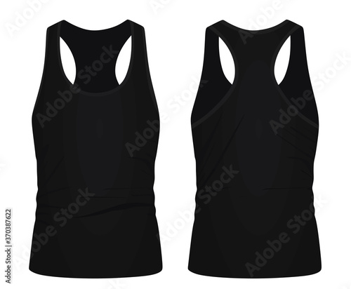 Black sleeveless t shirt. vector illustration