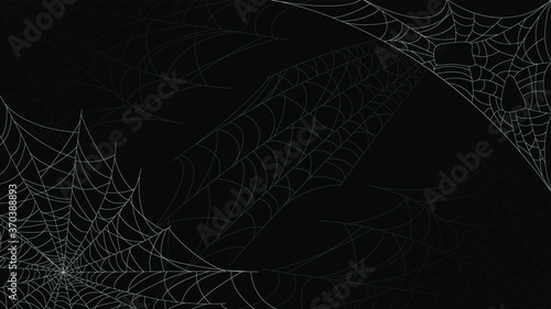 Spider Web On Dark Background Halloween Design Elements Spooky Scary Horror Decor Vector