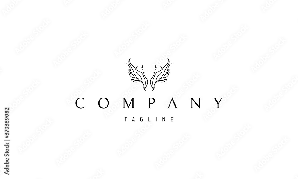 Vector logo on which the abstract image of the wings in a linear style. Vector logo on which the abstract image of the wings in a linear style.