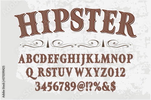 vintage font, alphabet vector, typeface design, white and black style background