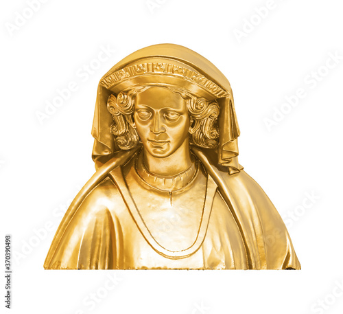 A collection of sculptures created in gold on a white background for your design ideas. 3D render of objects that you can style.