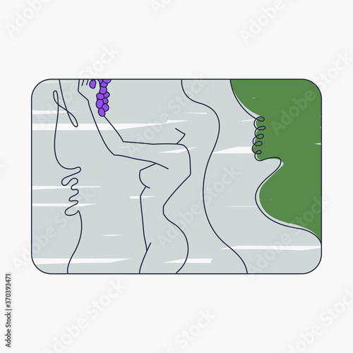 Girl when picking grapes. Vector abstract illustration for printing	