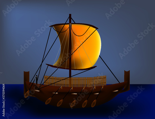 Bireme in the sea