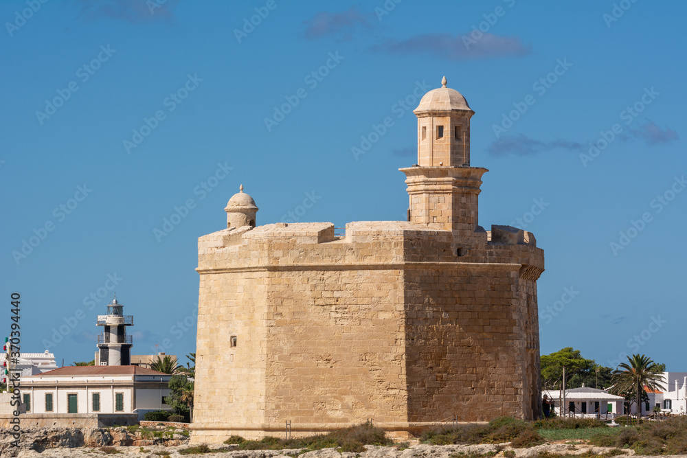 Castell de Sant Nicolau, the 17th century fortress at the entrance of Ciutadella port. Menorca, Spain