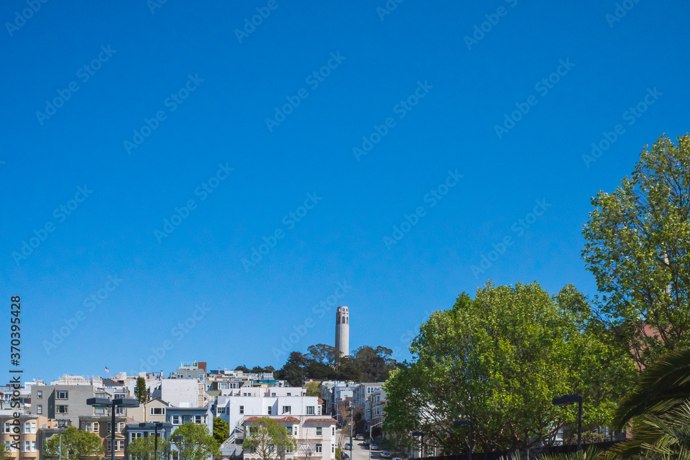 Coit tower on Telegraph Hill in San Francisco, California, USA