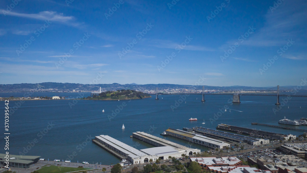 Piers and San Francisco Bay in San Francisco, California, USA
