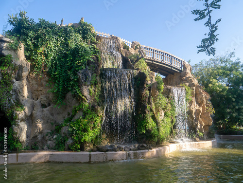 Water falls in the Genoves Park in the bay of Cadiz capital. Andalusia. Spain. Europe.	
 photo