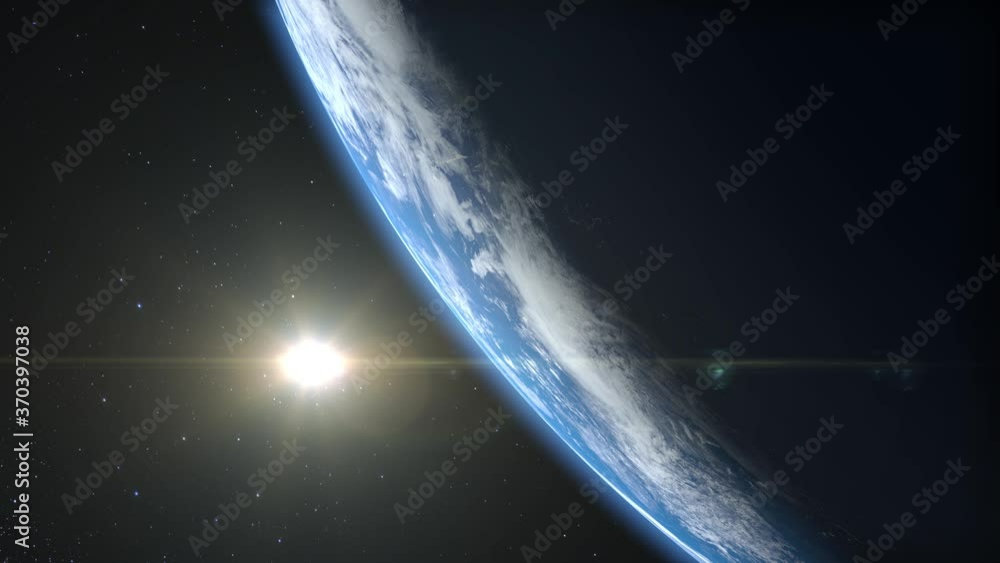 Sunrise Over The Earth The Earth Rotates Towards The Sun Volumetric