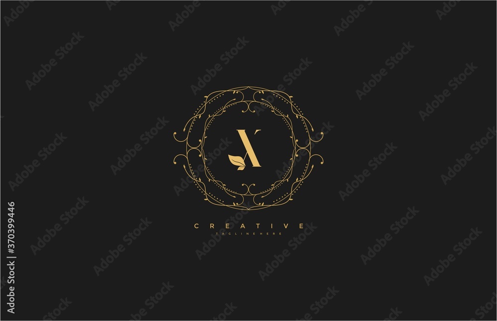 Logo Elegance Letter X Premium Rounded Floral Monogram Vector Logo Elegance Letter X Premium Rounded Floral Monogram Vector