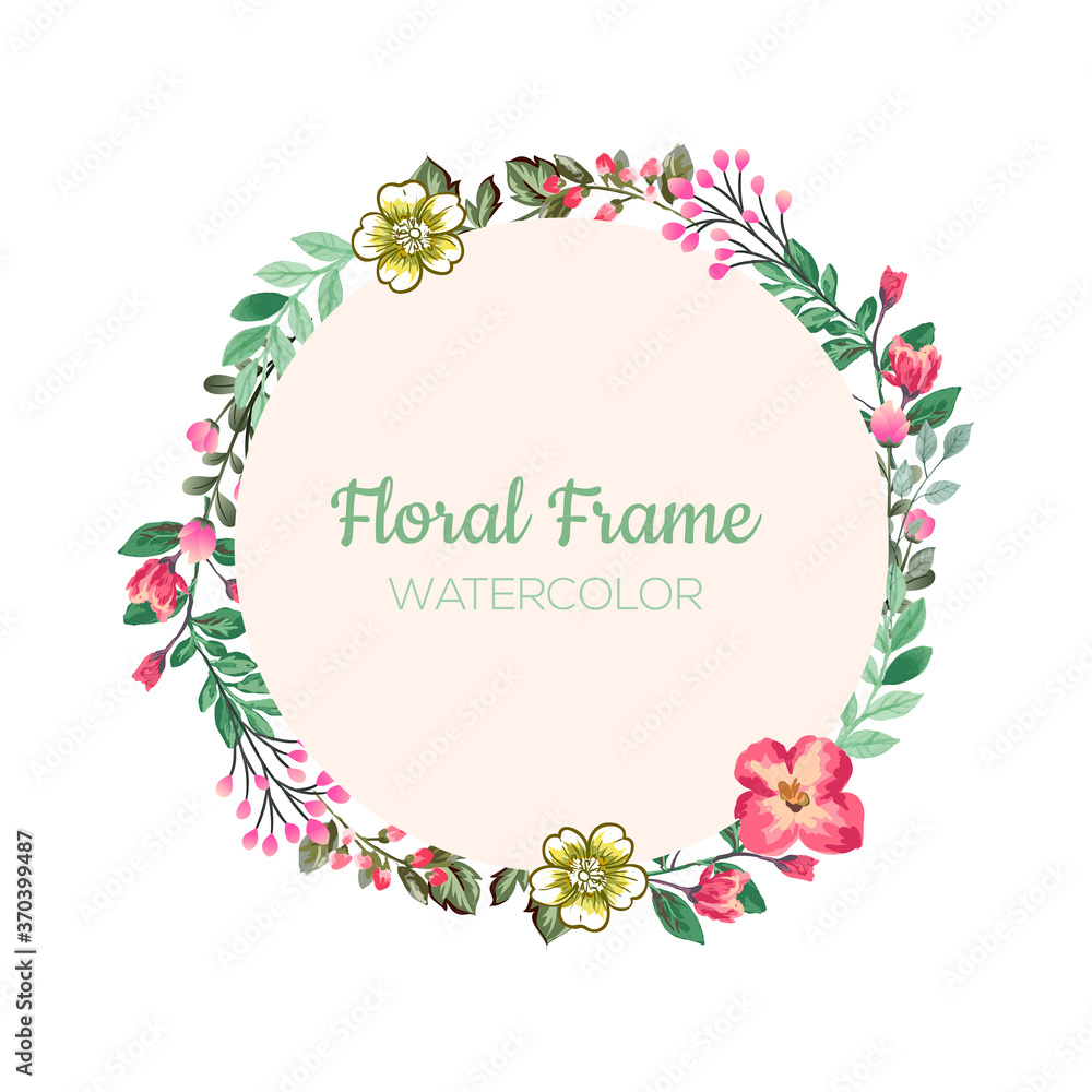 Vintage floral frame with beautiful flowers and leaves Vector