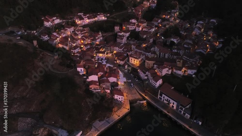 Cudillero. Beautiful coastal village in Asturias. Spain. Aerial Drone Video