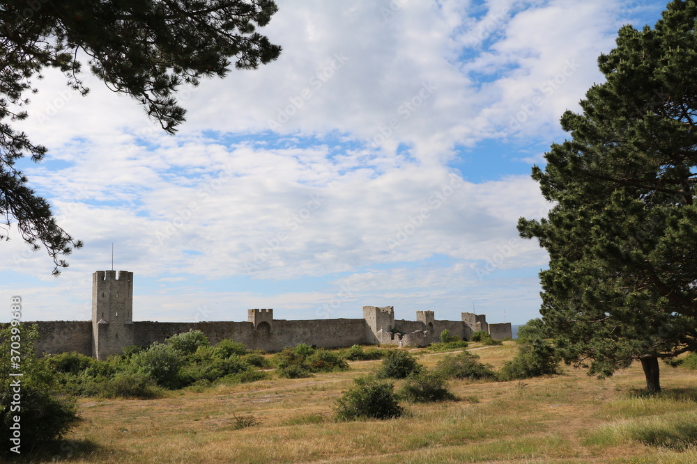 Medieval city wall of Visby at Gotland, Sweden