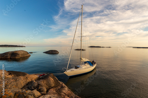 Sailboat and remote islets in Stockholm archipelago © Simon