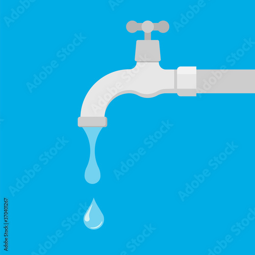 Water tap with drop isolated on background. Vector illustration.