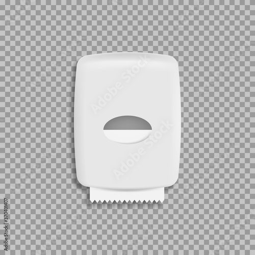 Paper towel dispenser on wall solated on white background. Vector illustration.
