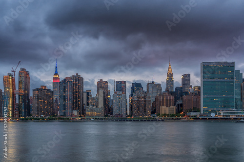 Moody Manhattan Skyline Overcast By Storm Clouds  New York City