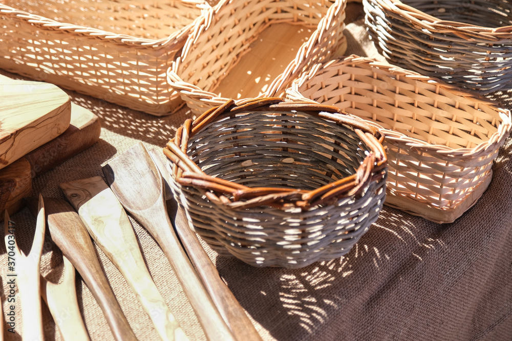 handcrafted baskets produced with natural materials