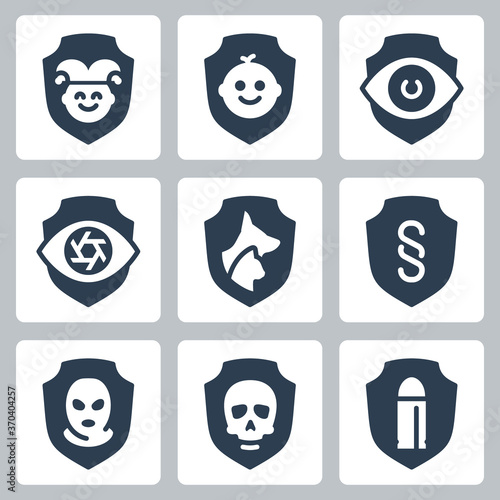 Resistance, Protection from External Influence and Guarding Related Vector Icon Set in Glyph Style