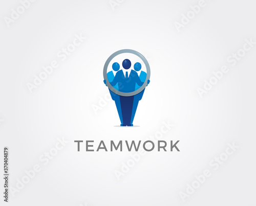 minimal teamwork logo template - vector illustration