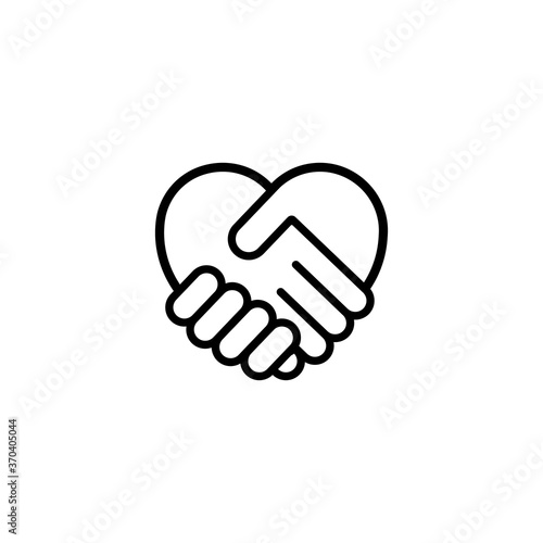 Heart shape icon. Handshake. Symbol friendship day, love. Vector on isolated white background. EPS 10.