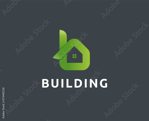 minimal b letter home logo template - vector illustration