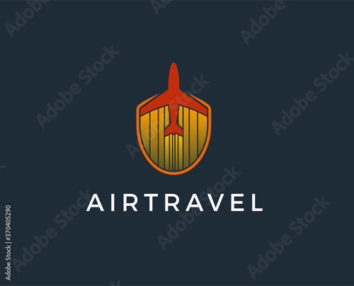 minimal air travel logo template - vector illustration