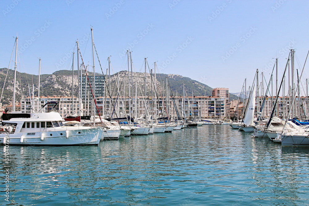 Boats in the harbor in Toulon France